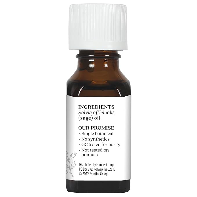 Aura Cacia Pure Aromatherapy 100% Pure Essential Oil, Sage, Thought - Provoking, 0.5-Ounces (Pack of 2)