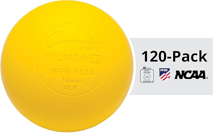 Champion Sports Lacrosse Balls – Official Size SEI Certified, Multi-Color Packs of 3, 6, or 12 for Practice & Games