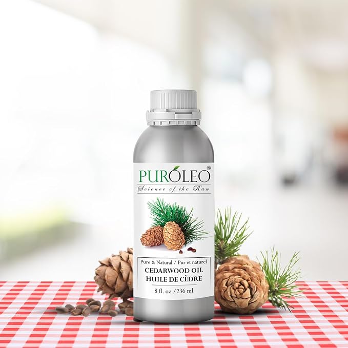 PUROLEO Cedarwood Essential Oil 8 Fl Oz/236 ML (Packed in Canada) 100% Pure & Natural Cedarwood Oil for Aromatherapy, Relaxation, and Skin Care - Cedarwood Oil for Diffuser