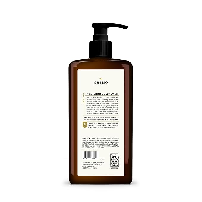 Cremo Rich-Lathering Bourbon & Oak Body Wash for Men, 32 Fl Oz