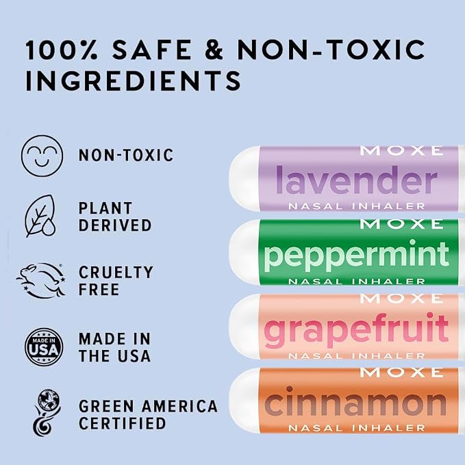 MOXE Scent Training Kit, Made in USA, Scent Diversification, 4 Essential Oil Fragrances, Olfactory Regeneration, Olfactory Expansion, Natural Therapy for Anosmia, Guidebook & Log, Phase 2