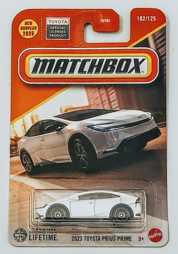 Matchbox 2023 Toyota Prius Prime Diecast Car, 1:64 Scale, White, 102/125