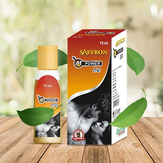 King Saffron M Power Oil, 3 Pack of 15 ml (45 ml Total), for Men | Massage Oil