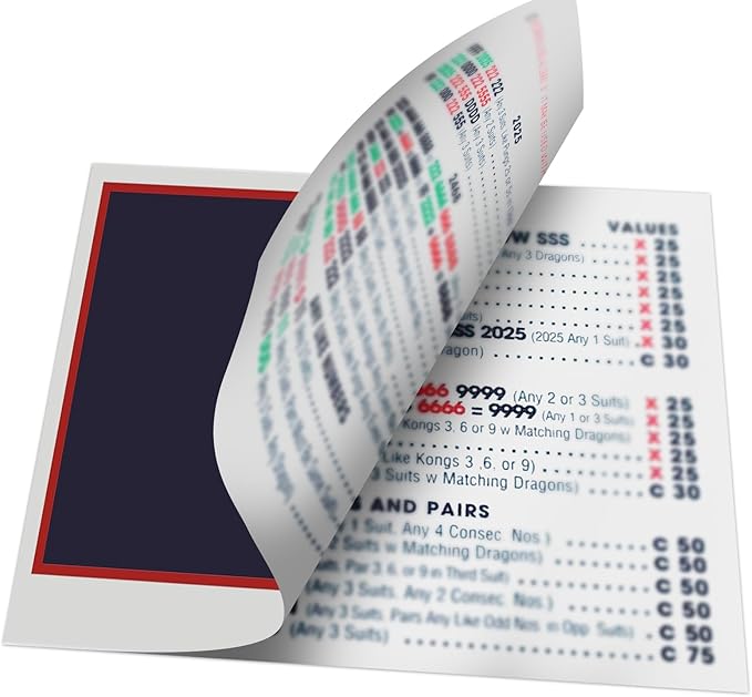 mah Jong 2025 Cards Official Revision - Large Size - 4Pcs