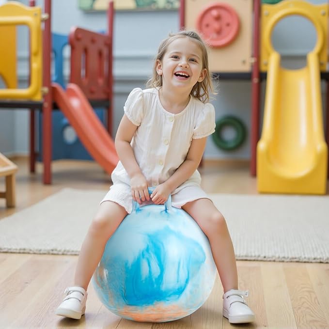 Upper Rider Clouds Hopper Ball for Kids,18 Inch Bouncy Ball with Handle,Inflatable Hopping Toys for Boys Girls Aged 3-8, Indoor Outdoor Jumping Toys Gift with Pump