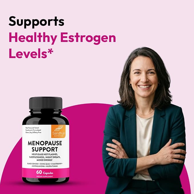 Complete Menopause Support Supplement For Women | With Ashwagandha, Black Cohosh, Dong Quai & Muira Puama | Helps Easing Hot Flashes Night Sweats Mood Swings Hormone Balance & Harmony | 120 Capsules