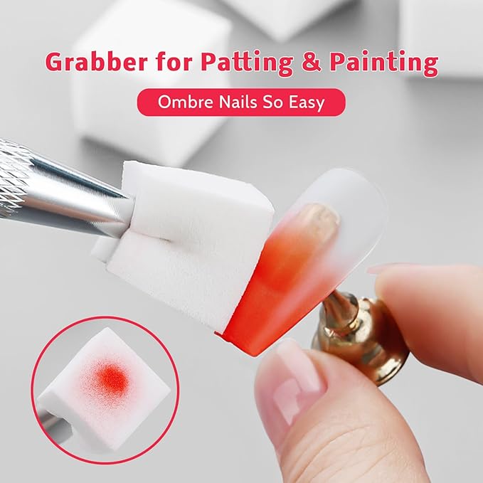 Christmas Gel Polish, 9 Colors Ombre Patting Gel Nail Polish Palette 100 Sponges 6 Brushes 1Grabber, Blending Color Gradient Painting Nails Art, No Wipe, UV/LED Cured (Set 04)