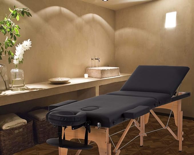 BestMassage Massage Bed Portable Massage Table 3 Folding Lash Bed Height Adjustable 24 Inch Wide Spa Table with Non-Woven Bag for Spa Footmassage Facial CareSpa Tattoo