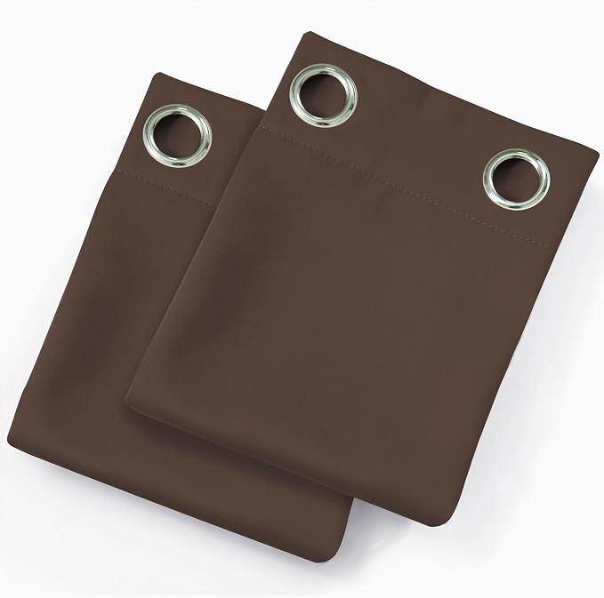 LEMOMO Chocolate Brown Blackout Curtains 34 x 84 Inch Length/Set of 2 Curtain Panels/Thermal Insulated Room Darkening Blackout Curtains for Bedroom