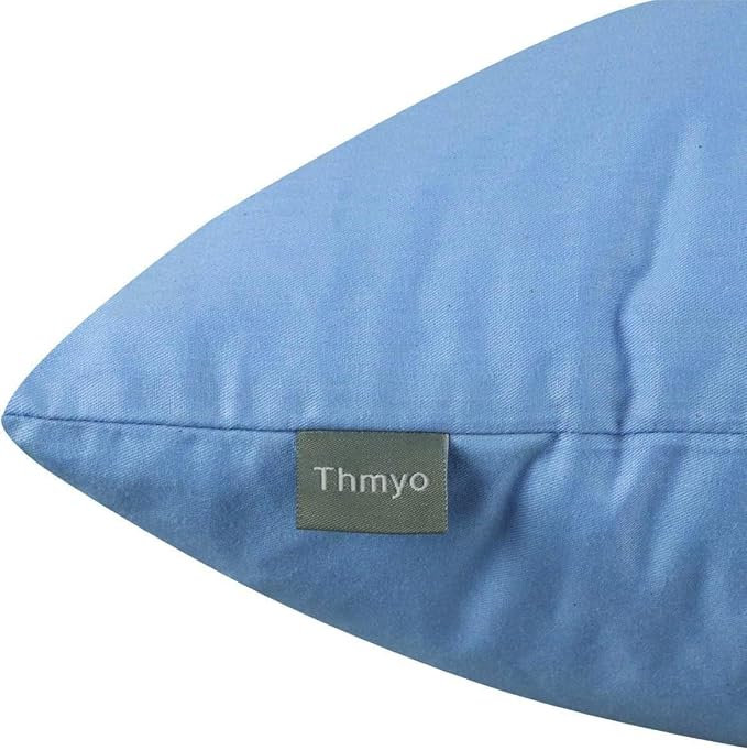 4-Pack 100% Cotton Comfortable Solid Decorative Throw Pillow Case,Thmyo Square Cushion Cover Pillowcase Sublimation Blank Pillow Covers DIY Throw Pillowcase for Sofa(20x20 inch/ 50x50cm,Sky Blue)