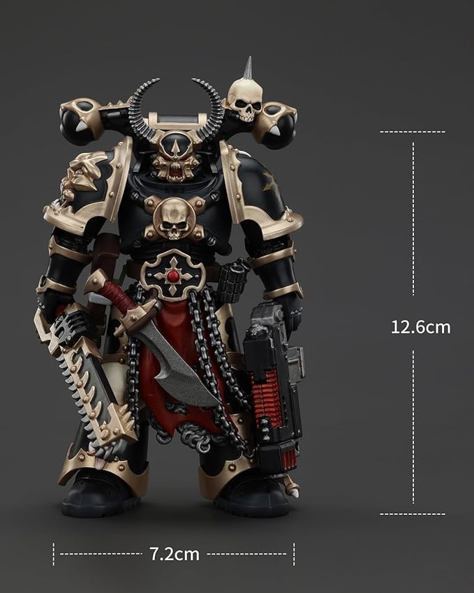 JoyToy Warhammer 40K Genuine License 1:18 Action Figure, Chaos Space Marines Black Legion Chosen with Combi-melta and Chainsword, 4.96 inch Collectible Action Figures Sets