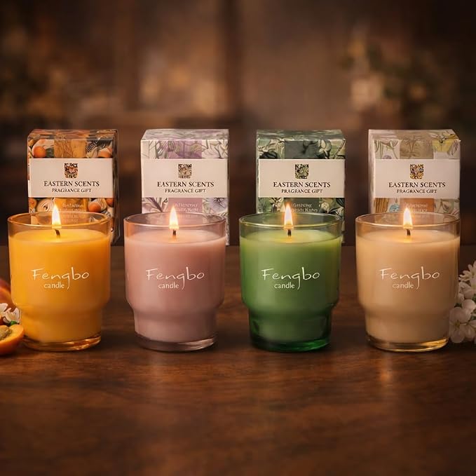Bergamot Citrus Scented Candle, Decorative Colored Glass Jar with Natural Soy Wax, Aromatherapy Non Toxic with Essential Oil, Relaxing Candle Gifts for Women, Candles for Home Scented