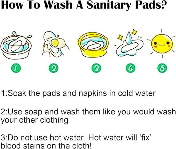 PHOGARY Reusable Menstrual Pads for Heavy Flow with Wet Bag, Sanitary Pads Set with Wings for Women, Washable Overnight Cloth Panty Liners (7 in 1, Style F)