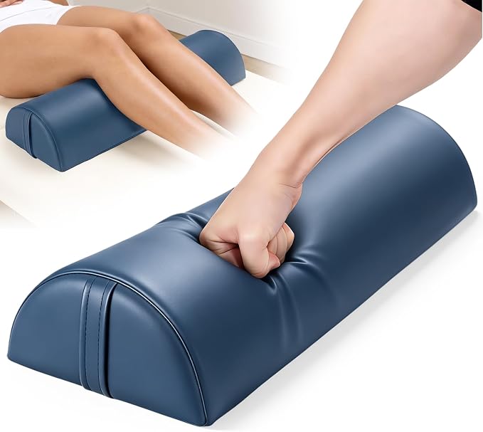 Noverlife Upgraded Large Bolster for Massage Table, 24 x 8 x 4 in Massage Bolsters for Under Legs, Neck, Ankles Pain Relief, Under Knee Pillow, PU Leather Half Moon Bolster Pillow for Spa/Home