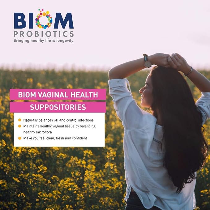 Biom Vaginal Probiotic Suppository: Natural Vaginal pH and Odor Control Regimen; Balance and Nourishes Vaginal Microbiome; No Parabens, Fragrance-Free (30)