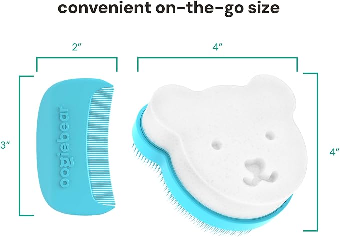 oogiebear Cradle Cap Brush Kit for Babies – Gentle and Safe Scalp Massage Care with Sponge, Brush, and Comb for Newborns and Babies
