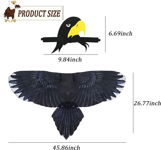 Bird-Costume-Parrot-Wings for Kids with Bird Headbands, Boys Girls Eagle Dress-up Cape Halloween Party Favors Gifts