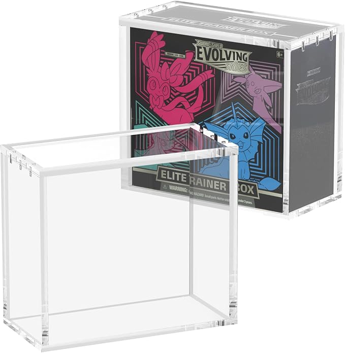 ETB Acrylic Case 3 Pack Elite Trainer Box Protector 8mm Thick Magnetic Lid 6 Magnets UV Protection Dustproof Display Case Easy Top Loading Compatible with Elite Trainer Boxes