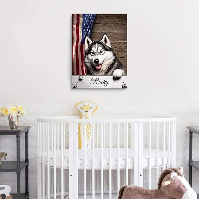 Custom Wooden Jigsaw Puzzles with Your Dog's Name on Siberian Husky Art Print - 300 500 1000PCS Puzzles Game and Home Wall Decor