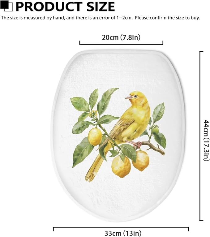 Hummingbird Toilet Seat Cover, Flannel Soft Bathroom Accessories Toilet Lid Cover, Machine Washable Reusable Toilet Seat Cover
