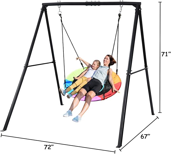 Trekassy 440lbs Swing Set with 40 Inch Saucer Tree Swing and Heavy Duty A-Frame Metal Stand (Multicolor) (Patented)