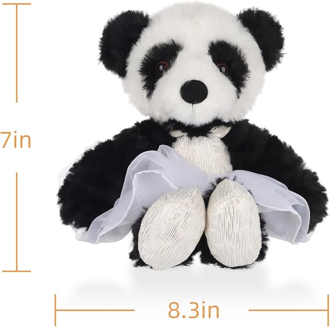 Apricot Lamb Ballet Panda Stuffed Animals for Kids, Soft Cute Plush Toys for Baby Girl and Boy, 7 Inches