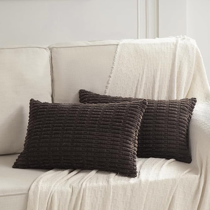Fancy Homi 4 Packs Decorative Throw Pillow Covers for Living Room Couch Bed, Modern Farmhouse Boho Home Décor Accent Cushion Case, 24" x 14", Dark Brown