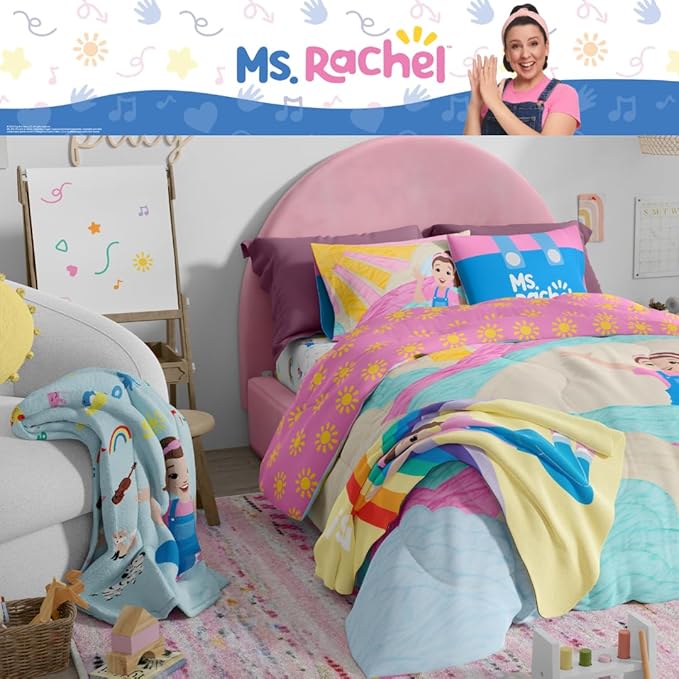 Ms. Rachel Educational Adventures Bedding Super Soft Cozy Throw, 46 in x 60 in, (Officially Licensed Product) by Franco Kids