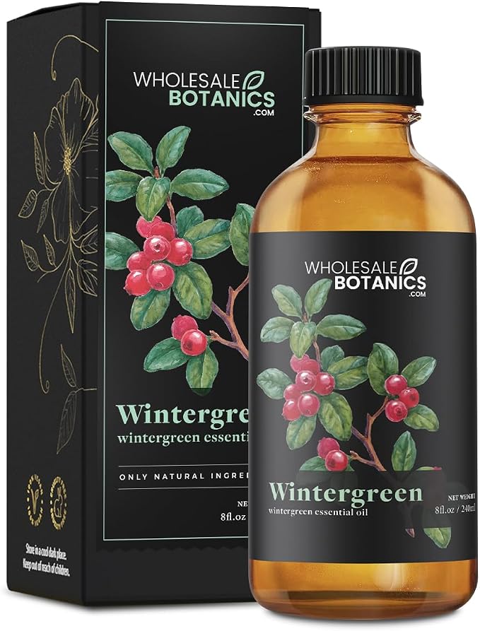 Wintergreen Essential Oil by Wholesale Botanics | Premium Grade 100% Undiluted Essential Oil | for Aromatherapy, Soaps, Lotions, & Candles | Vegan & Cruelty Free (8 Fl Oz)