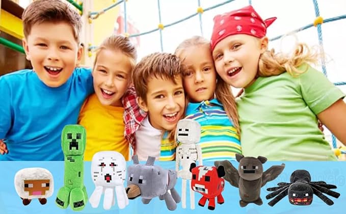 Creeper Plush,Baby Pig ,Baby Wolf,Spider,bat,Skeleton Shooter,sheepStuffed Animals Toys,Great Gift for Children and Fans.(8Pack)
