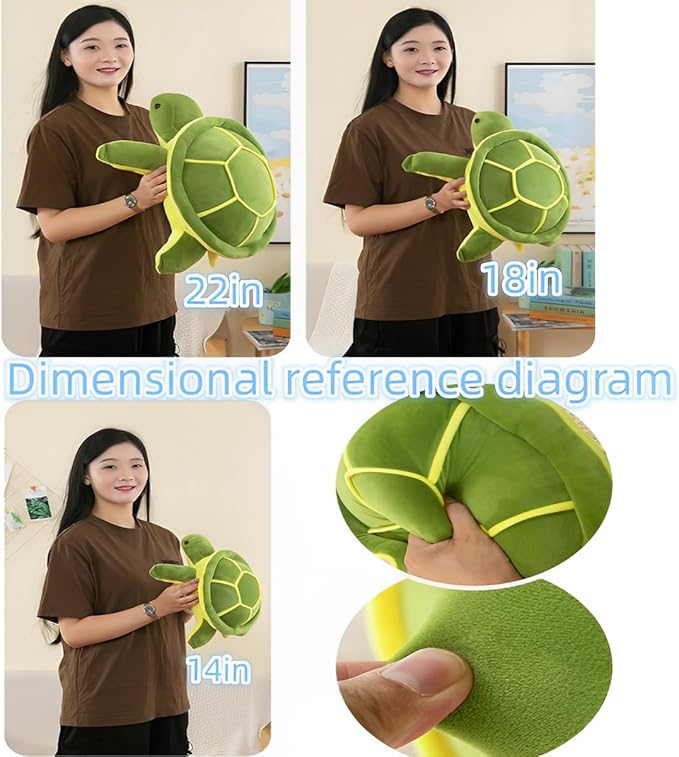 Sea Turtle Plushie Toy,22" Sea Turtle Stuffed Animals Plush Green Soft Plush Toys Hugging Pillows,Tortoise Plush Toys Doll Valentine's Day Birthday Gifts for Kids, Girls, Girlfriend (Green-22 inches)