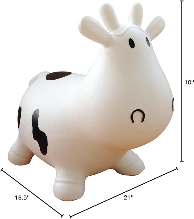 AppleRound Inflatable Ride-on Bouncy Animal Hopper – Horse, Cow or Unicorn – Kids Space Hopper Bouncer with Hand Pump – Jumping Toy for Indoor/Outdoor Play