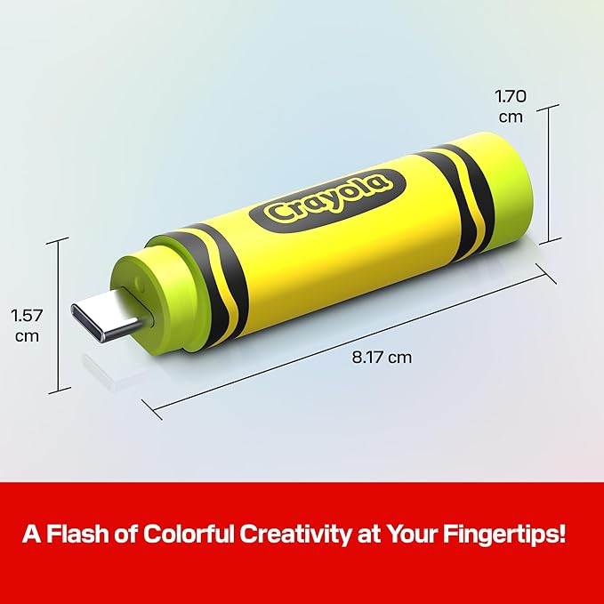 SANDISK 256GB Crayola USB-C Flash Drive, Electric Lime - Up to 300MB/s Read speeds, USB 3.2 Gen 1, USB Type-C - Crayon-Shaped Drive - SDCZIC-256G-G46L