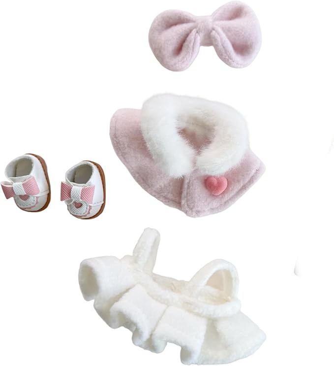 Doll Clothes for 17cm - Outfit 4pcs Set Doll Clothes Accessories - Headwear & Dresses Outfit Set,Luxury Cute Doll Clothing(No Doll,Just Clothes)