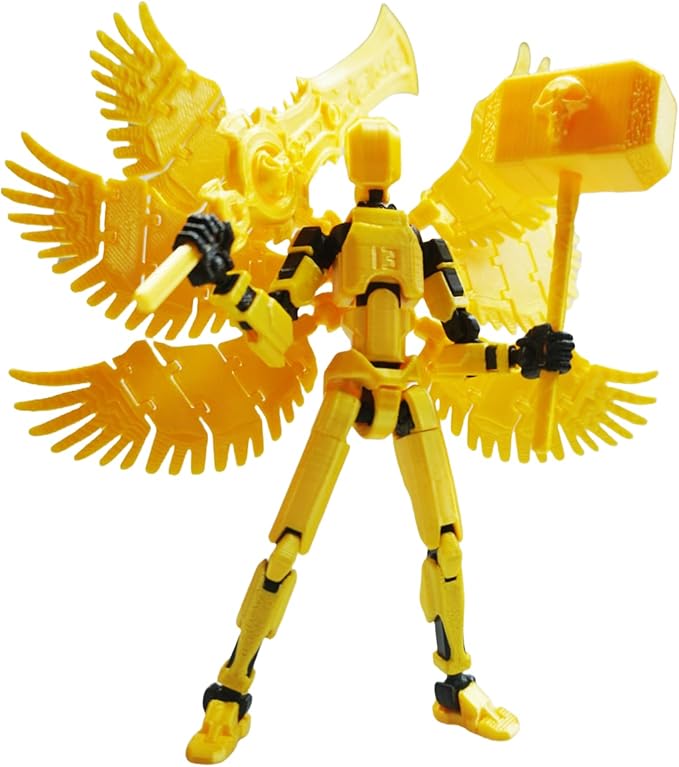 Dummy13 Action Figure Set | Pre-Assembled 3D Printed Titan and Robo Figures | Highly Articulated Robot Toys with Interchangeable Accessories | Perfect for Collectors and Hobbyists (Golden)