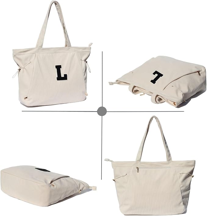 ESVAN Corduroy Yoga Tote Bag Gifts for Women Drawstring Yoga Mat Bag for Office Workout Travel Carryall Pilates Gym
