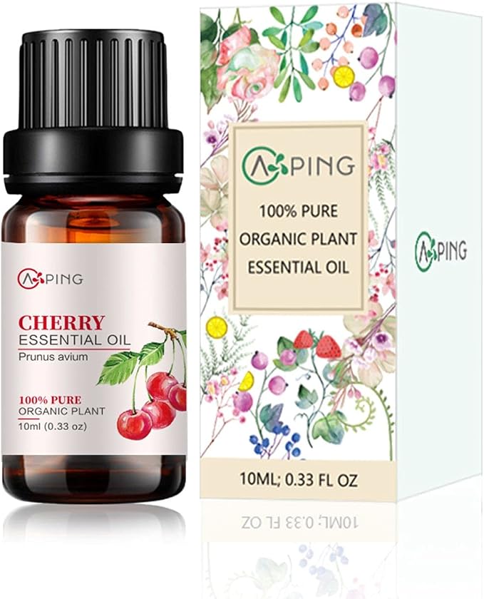 Cherry Essential Oil - 100% Pure Organic Natural Plant (Prunus avium) Cherry Oil for Diffuser, Aroma, Massage, Perfume, Skin - 0.33oz