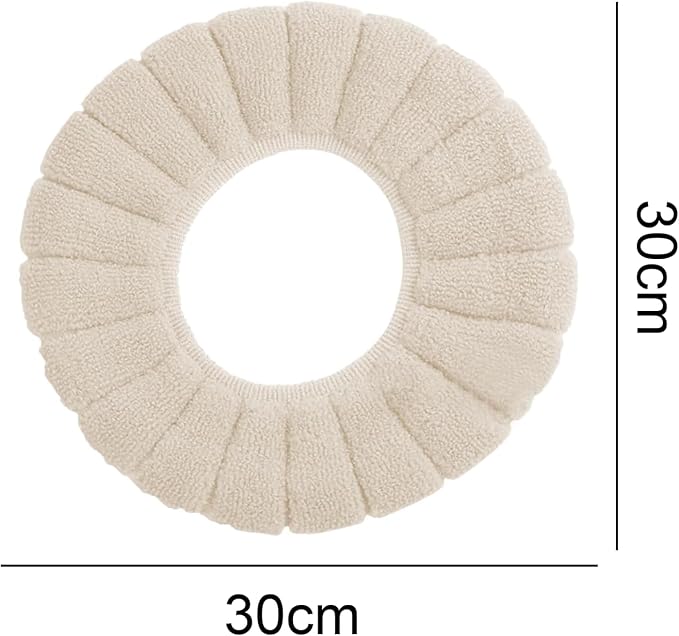 5 Pack Soft Washable Toilet Seat Covers, Thicker & Warmer Stretchable Cloth Pads for Bathroom, Cozy Pink Toilet Accessories Beige