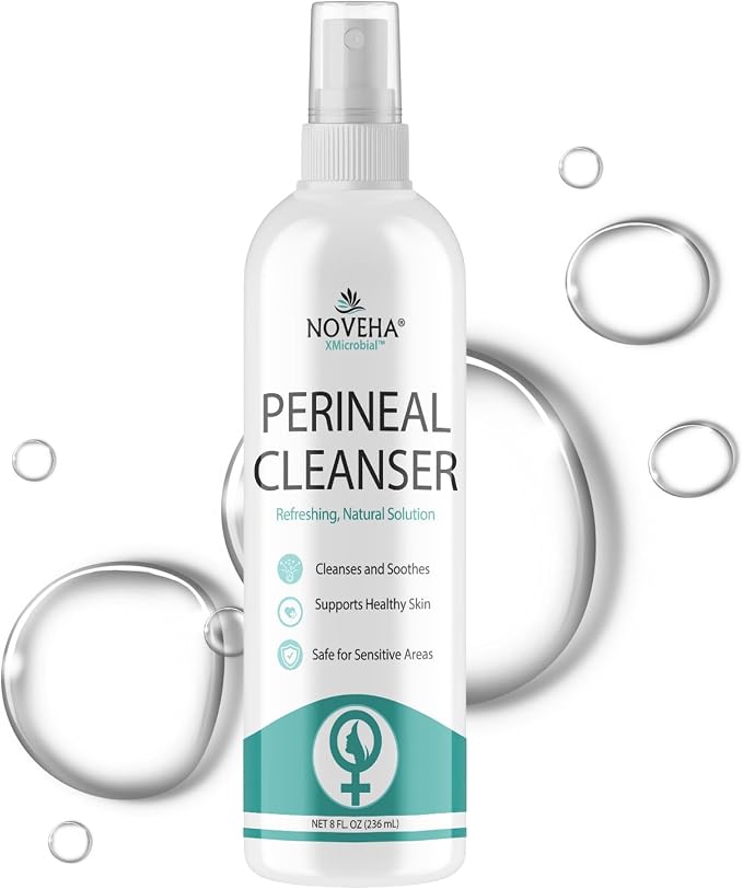 Noveha Perineal Spray & Cleanser | No-Rinse Formula for Daily Hygiene & Odor Control | Gentle Care for Postpartum, Seniors & Sensitive Areas | 8oz