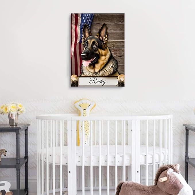 Custom Wooden Jigsaw Puzzles with Your Dog's Name on European Shepherd Art Print - 300 500 1000PCS Puzzles Game and Home Wall Decor