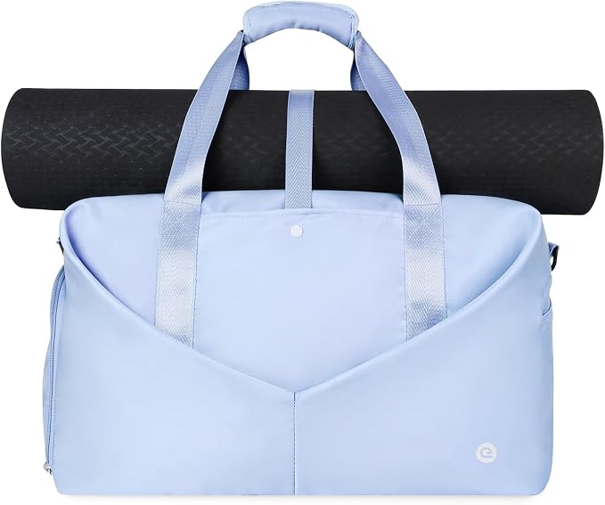 Ceneda 20" Gym Bag for Women with Wet Pocket & Shoe Compartment, Lightweight Duffel Waterproof Carry On Duffle for Travel, Yoga, Overnight (Light Blue)