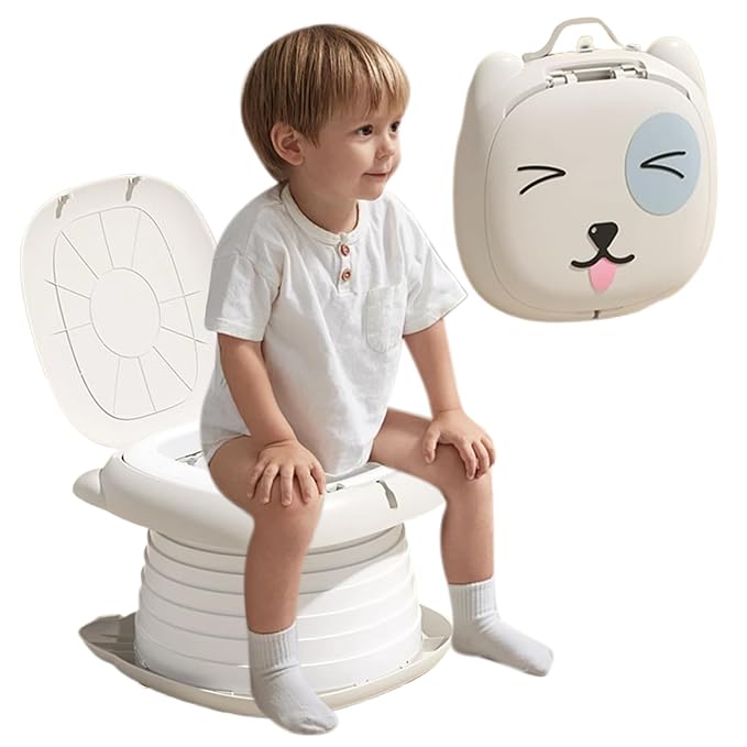 Portable Potty for Toddler, Practical & Foldable Travel Potty with Trash Bag & Storage Bag for Car, Camping, Outdoor, Indoor, Grey