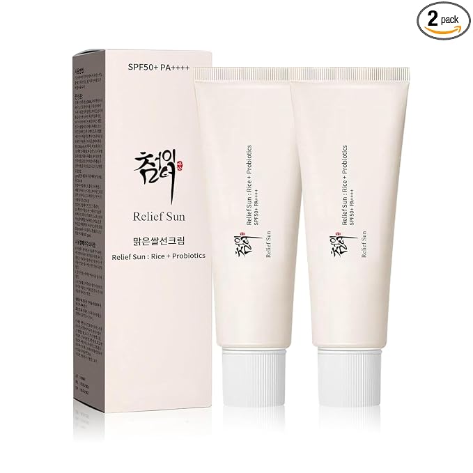Organic Korean sunscreen SPF50+, PA++++ Riceand Probiotics | Korean Skin Care Solution for All Skin TypesNourishing Skin Protection and UV Def(2PC)