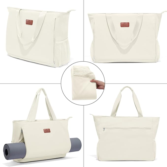 Heathyoga Multi-Functional Yoga Mat Carrier Gym Tote Bag - Large Mat Pocket, Women's Workout Bag