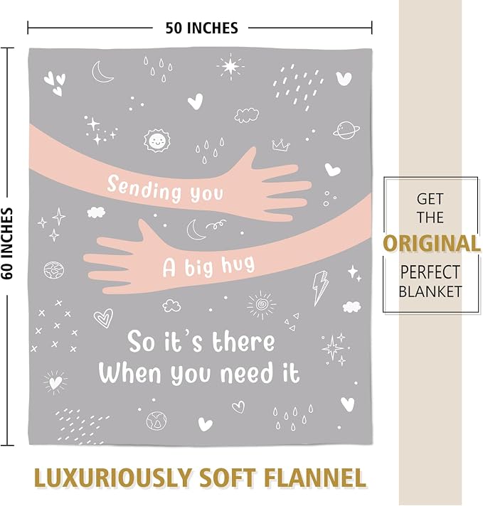 Get Well Gifts for Women Men, Hug/Healing Blanket | Thinking of You/Cancer Care/Sympathy/After Surgery Gifts for Friends, Sister, Coworkers, Soft Throw Blankets 50'' x 60''