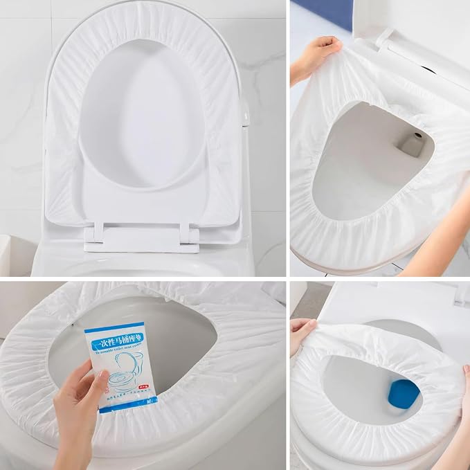 WALWAL 10 Pack Disposable Toilet Seat Covers, Individually Packaged Travel Hygiene Products, Waterproof and Anti-Slip Design for Public Restrooms, Hotels, Potty Training, & On-the-Go Hygiene