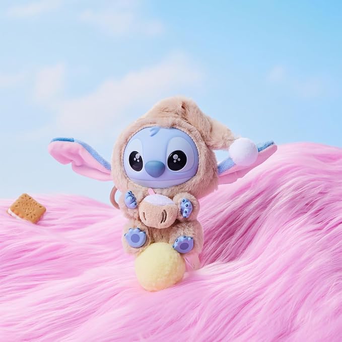 MINISO Disney Stitch Eat Something Before Sleep Collection Vinyl Plush Toy Surprise Box Figure Model Random Design Blind Box Toy Collectible Toy for Home Decor Birthday Gifts (Random One Figure)