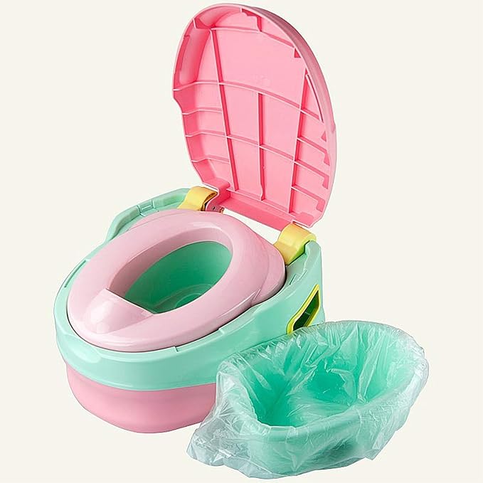 100 Pack Disposable Potty Liners with Drawstring, 17.3”×9.4” Universal Fit Potty Training Bags, Leakproof Tear-Resistant Toilet Seat Liner for Kids Toddlers, Travel Outdoor & Pet Waste Cleanup