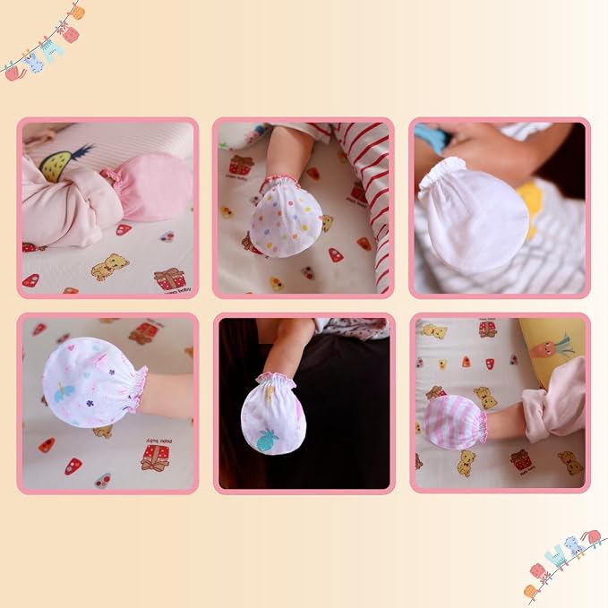 RATIVE Baby Mittens Newborn No Scratch Gloves, Organic Cotton Infant Mittens for Baby Boy & Girl, 0-6 Months