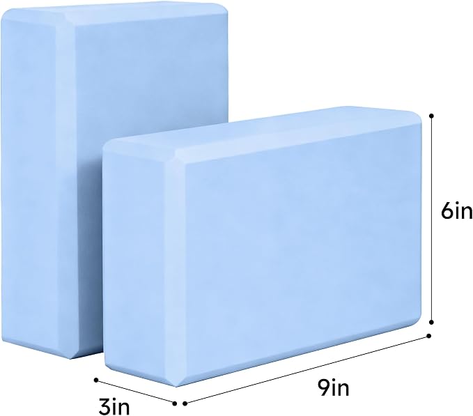 Leikefitness Yoga Blocks 2 Pack,Lightweight-High Density Eva Foam Soft Non-Slip for Yoga, Pilates, Meditation 9"×6"×3"